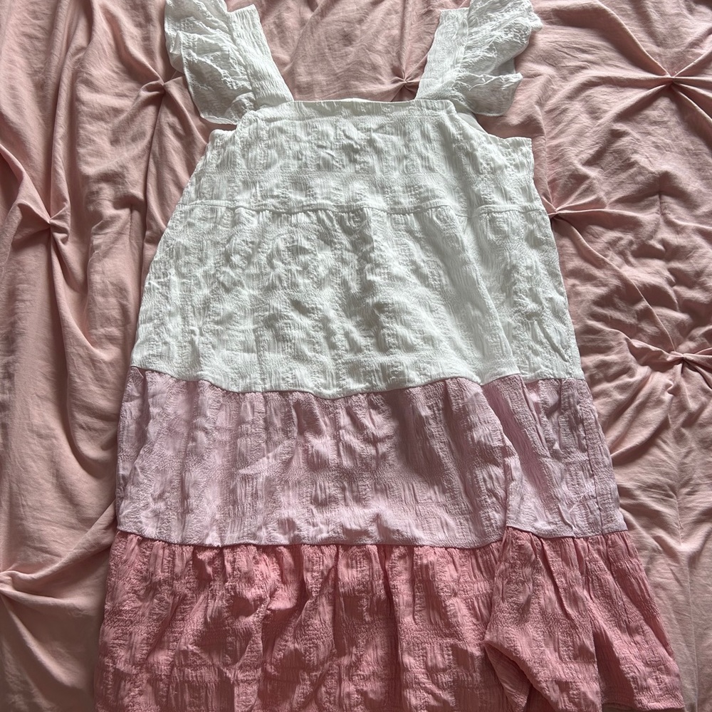 Ruffle sleeve square neck dress